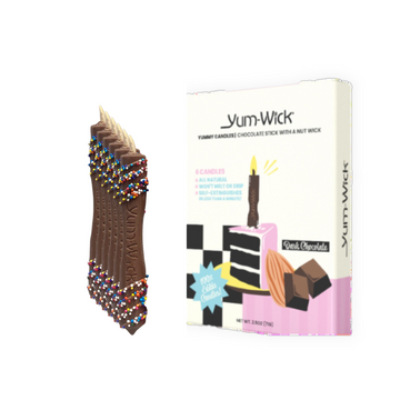 YUM-WICK® Milk Chocolate Stick Candles w. Rainbow Nonpareils-  6ct