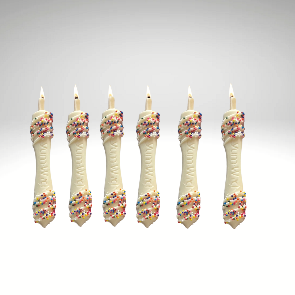 YUM-WICK® Creamy White Chocolate Stick w.Rainbow Nonpareils Candles -6ct