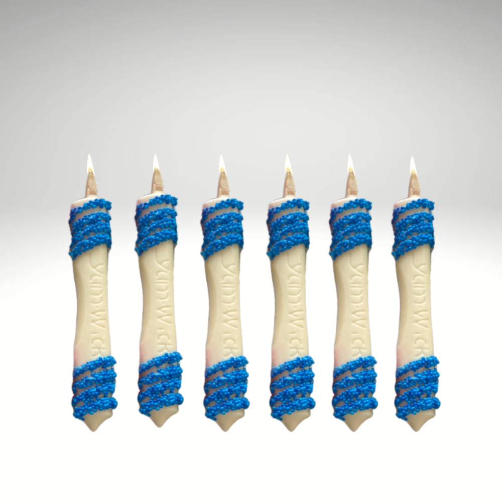 YUM-WICK® Creamy White Chocolate Stick w.Blue Nonpareils Candles -6ct