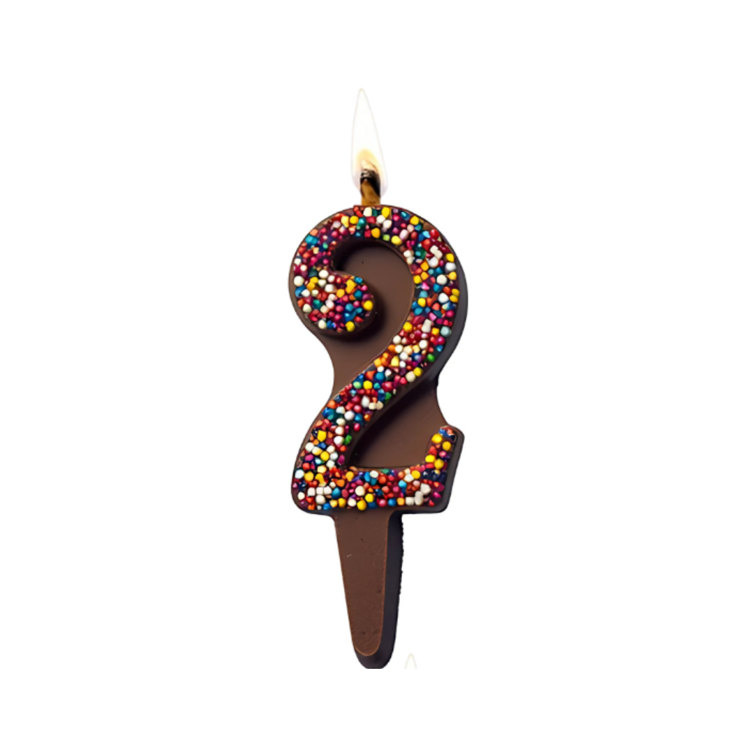 YUM-WICK® Milk Chocolate Nonpareil Number Edible Candles - large | cake-sized