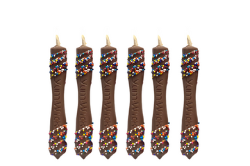 YUM-WICK® Milk Chocolate Stick Candles w. Rainbow Nonpareils-  6ct