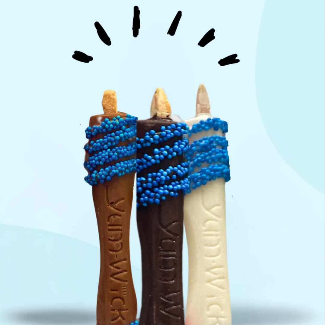 YUM-WICK® Creamy Milk Chocolate Stick w.Blue Nonpareils Candles -6ct